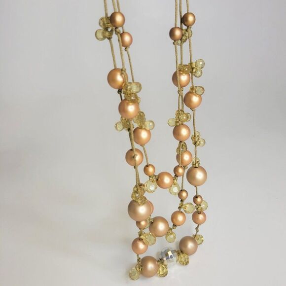 𝅺BEIGE Brown Bead Necklace - Picture 4 of 9